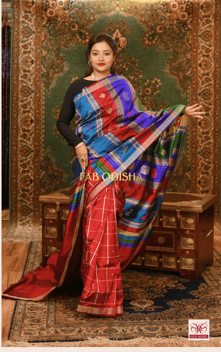 MOHEY BERHAMPURI DOUBLE AANCHAL PURE SILK PATTA SAREE
