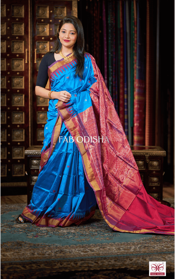 ANVAYA LUXE LAXMI PADA EXCLUSIVE SAMBALPURI HANDLOOM PURE TISSUE SILK SAREE