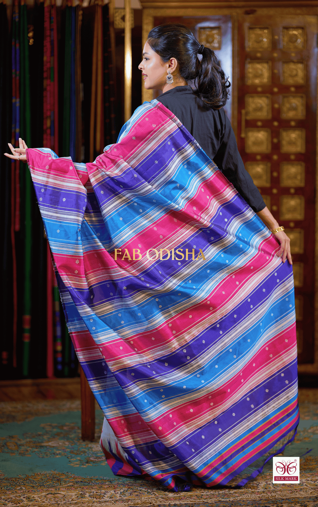 VASTRAMAYA BERHAMPURI DOUBLE AANCHAL PURE SILK PATTA SAREE