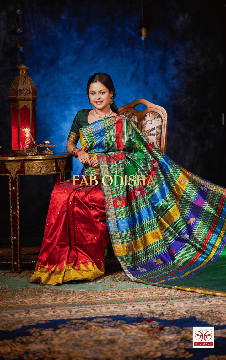 EXCLUSIVE TISSUE RAJASI BERHAMPURI DOUBLE AANCHAL PURE SILK PATTA SAREE
