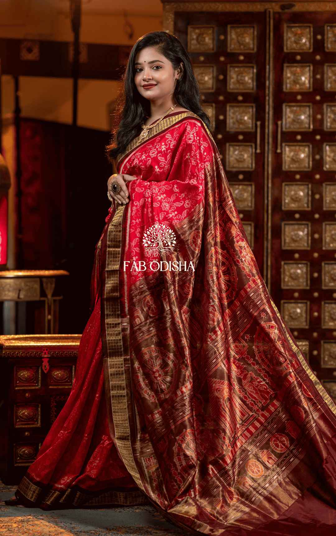 ARKA KSHETRA (KONARK TEMPLE MOTIF) EXCLUSIVE SAMBALPURI HANDLOOM PURE SILK TISSUE ANCHAL SAREE