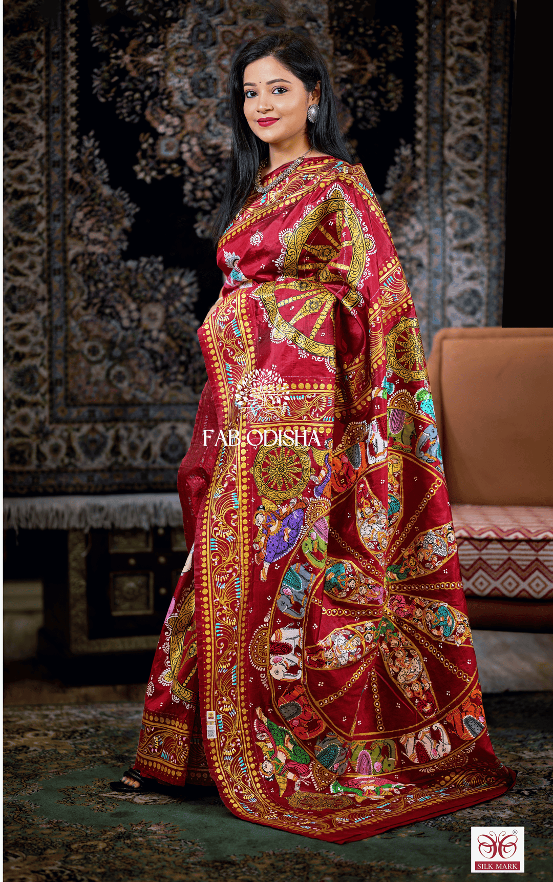 KONARK CHAKRA NARTAKI THEME PATTACHITRA PURE SILK SAREE