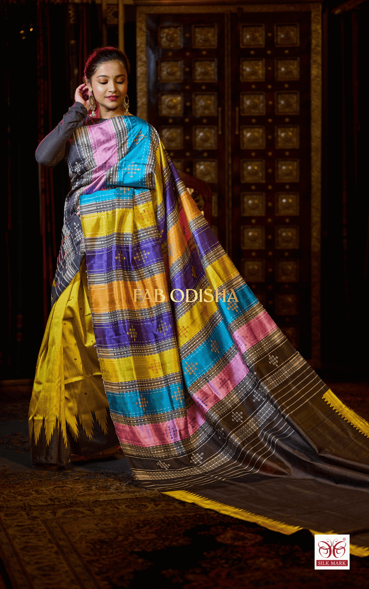 KANAK COUTURE BERHAMPURI DOUBLE AANCHAL PURE SILK PATTA SAREE