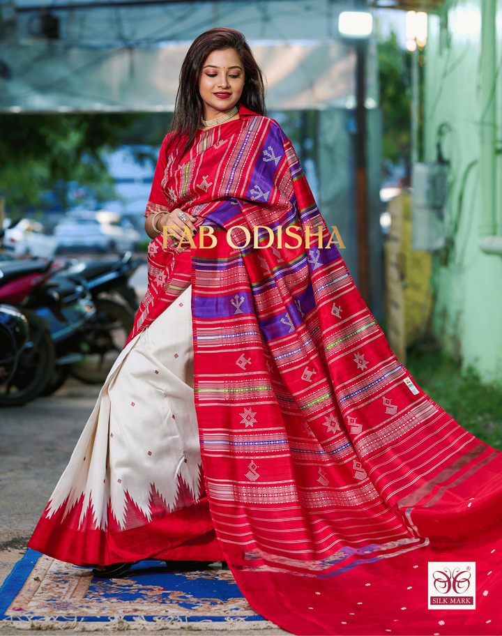 KUMAR PURNIMA BERHAMPURI DOUBLE AANCHAL HANDLOOM PURE SILK PATTA SAREE