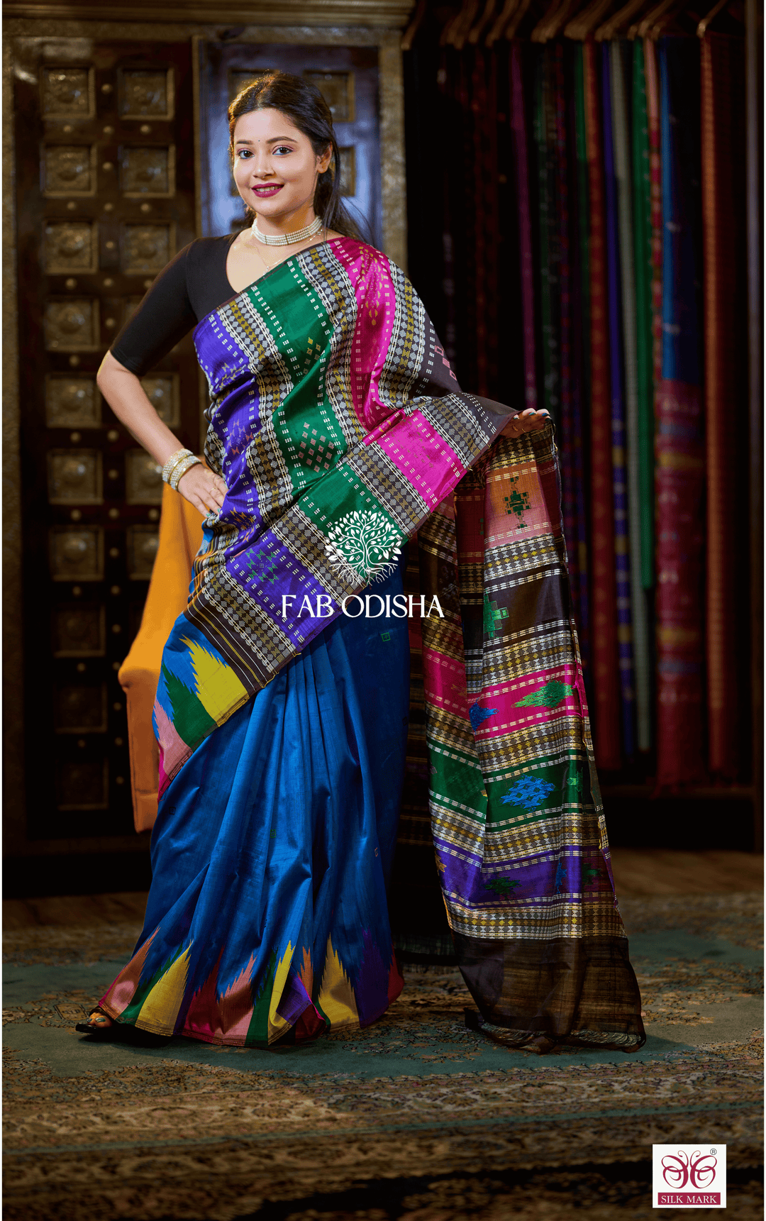 LUMINA LUX BERHAMPURI DOUBLE AANCHAL PURE SILK PATTA SAREE