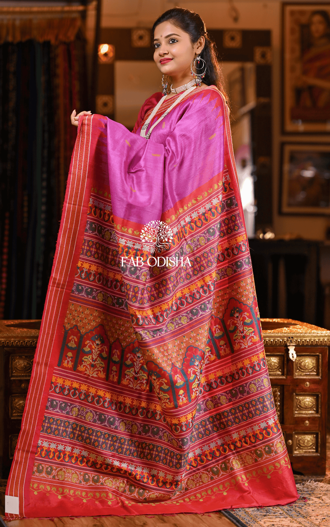 "CELESTIAL THREAD VASUNDHARA" RARE AND PREMIUM JACQUARD HAND-WOVEN FINE TUSSAR SILK SAREE