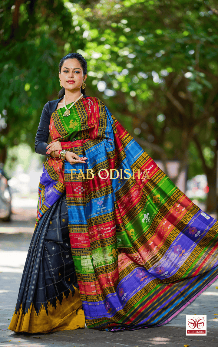 MRINMAYI EXCLUSIVE BERHAMPURI DOUBLE AANCHAL PURE SILK PATTA SAREE