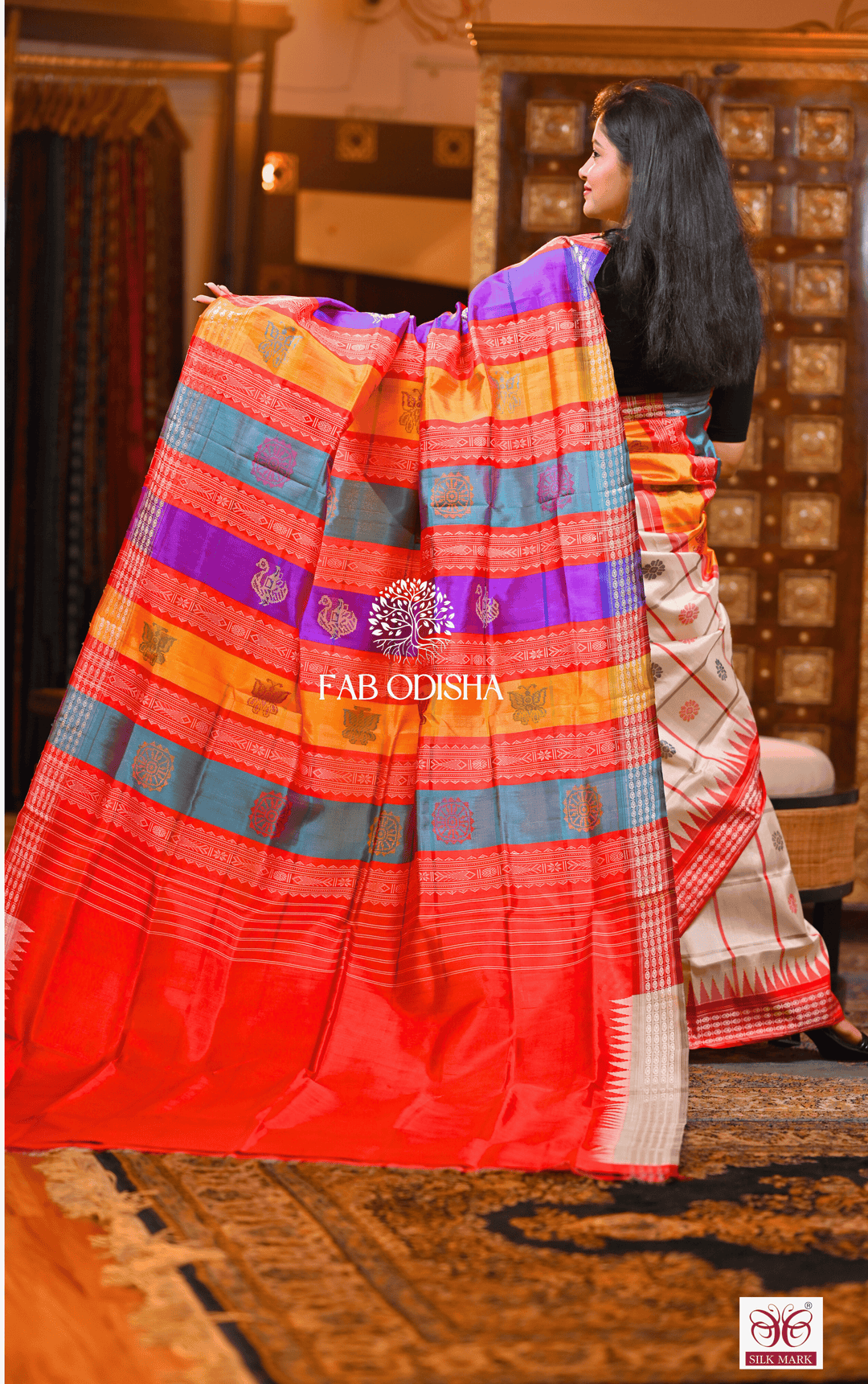 MADAM PRESIDENT DRAUPADI BERHAMPURI DOUBLE AANCHAL PURE SILK PATTA SAREE