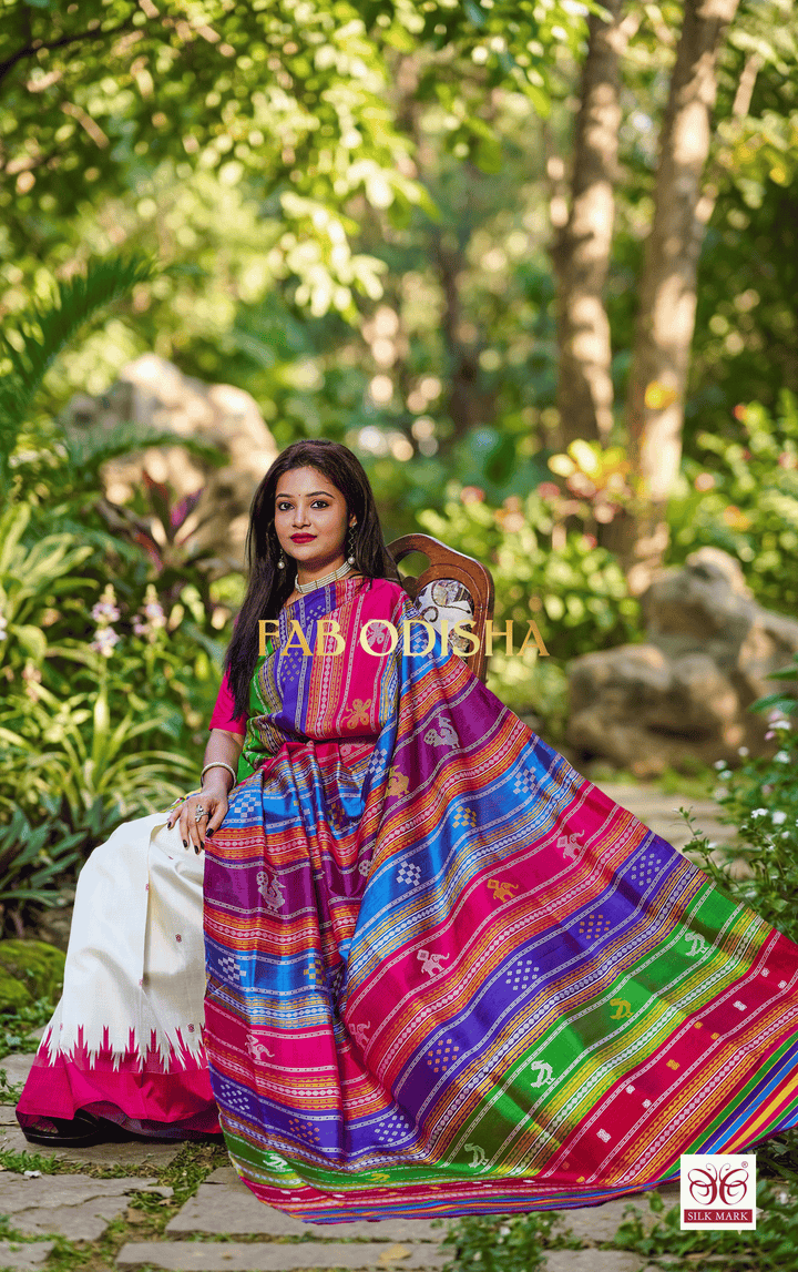 KALA-KRUTI IMPERIAL BERHAMPURI DOUBLE AANCHAL PURE SILK PATTA SAREE