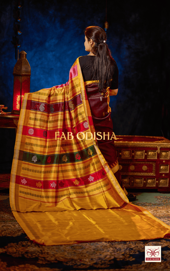 AARANYAA HERITAGE DOUBLE ANCHAL BERHAMPURI HANDLOOM SILK PATTA