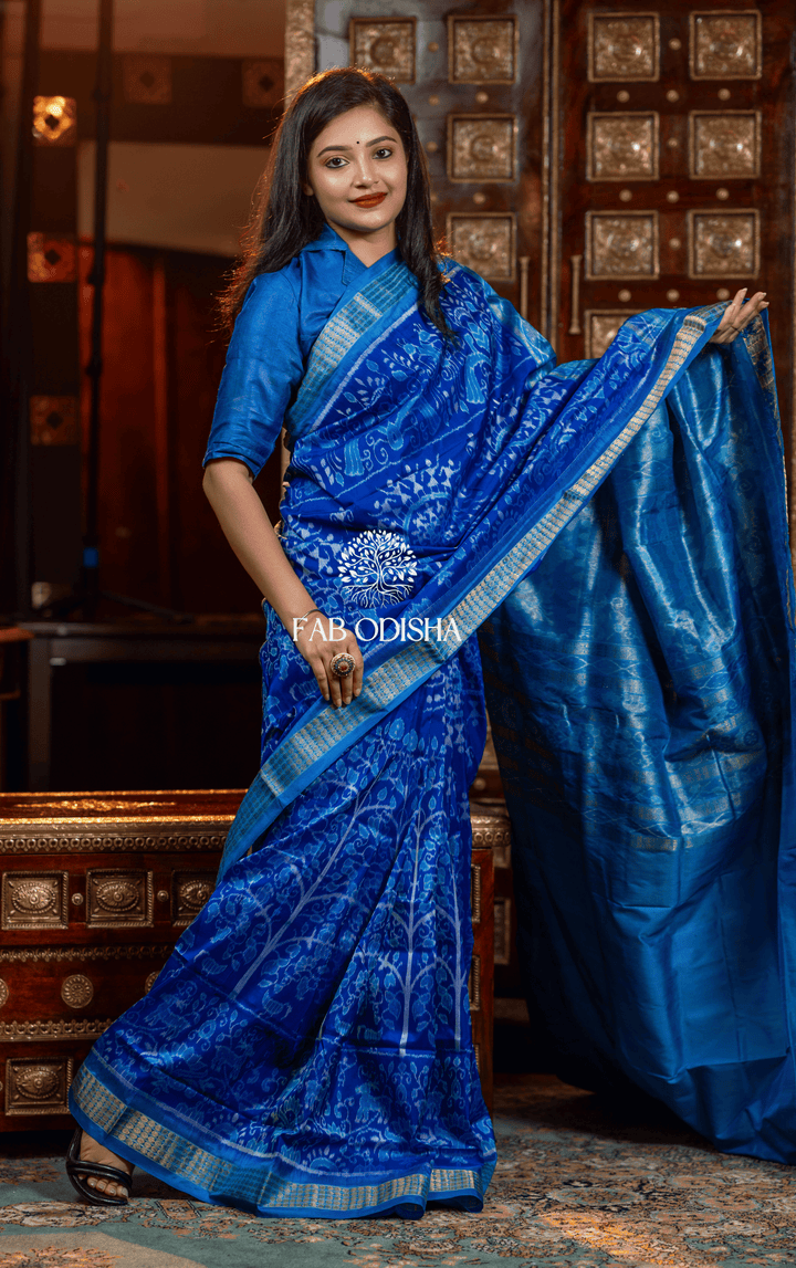 SWARGANGA DIVINE DRAPE EXCLUSIVE SAMBALPURI HANDLOOM PURE SILK TISSUE ANCHAL SAREE