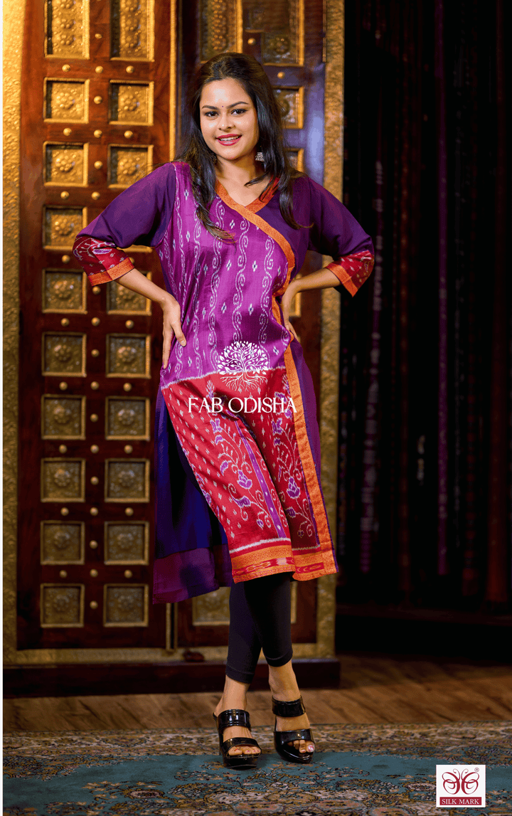 DIVINE DRAPERY PURPLE MULBERRY PURE SILK KURTI