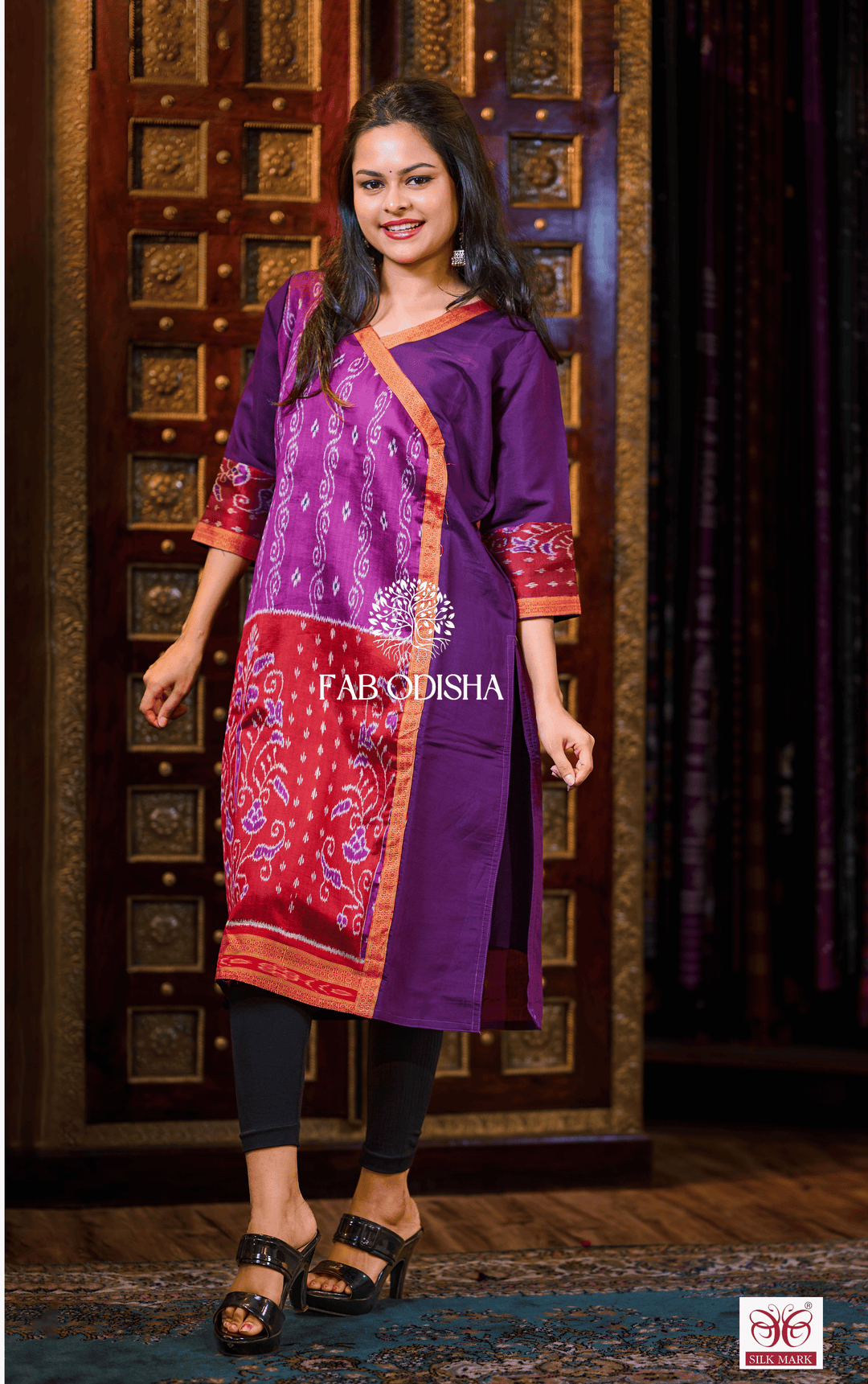 DIVINE DRAPERY PURPLE MULBERRY PURE SILK KURTI
