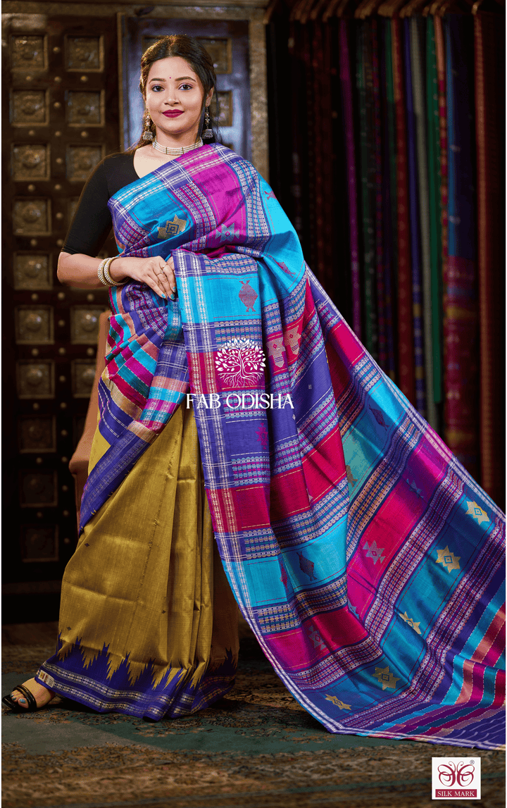 PARAM SUNDARI BERHAMPURI DOUBLE AANCHAL PURE SILK PATTA SAREE