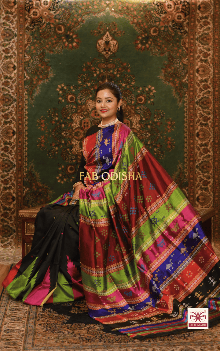 NOORVASTRA BERHAMPURI DOUBLE AANCHAL PURE SILK PATTA SAREE