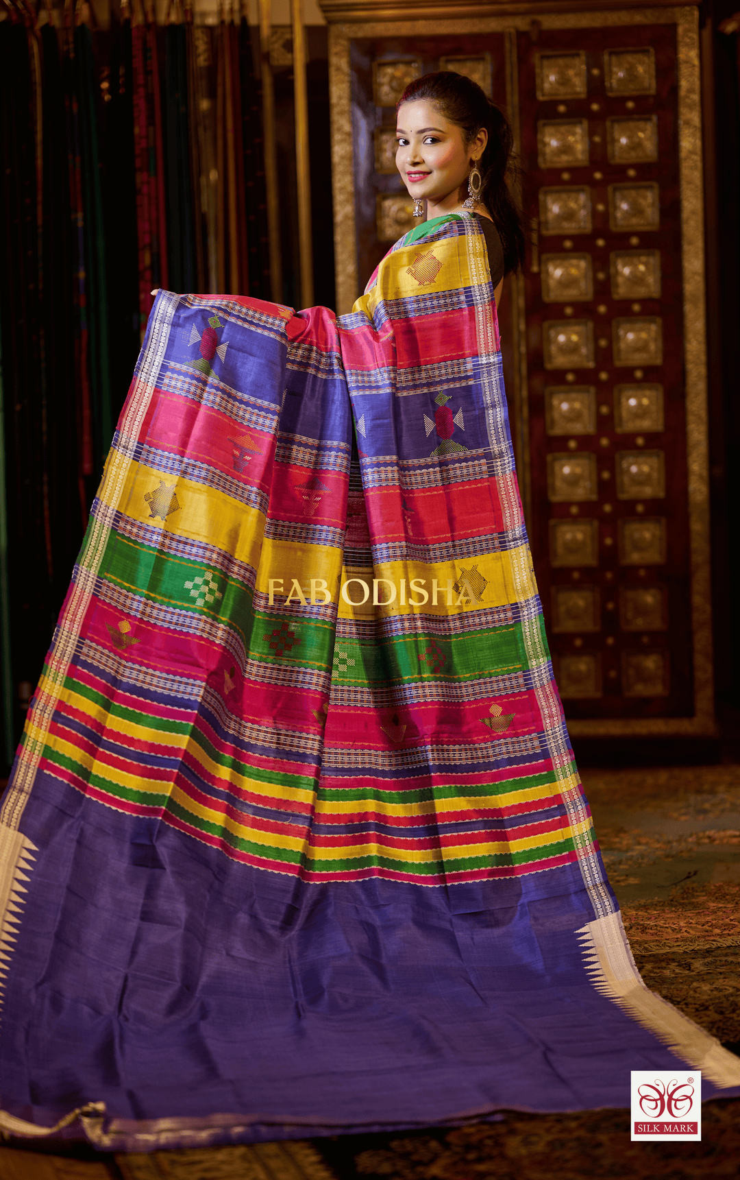 CHANDRAKALA BERHAMPURI DOUBLE AANCHAL PURE SILK PATTA SAREE