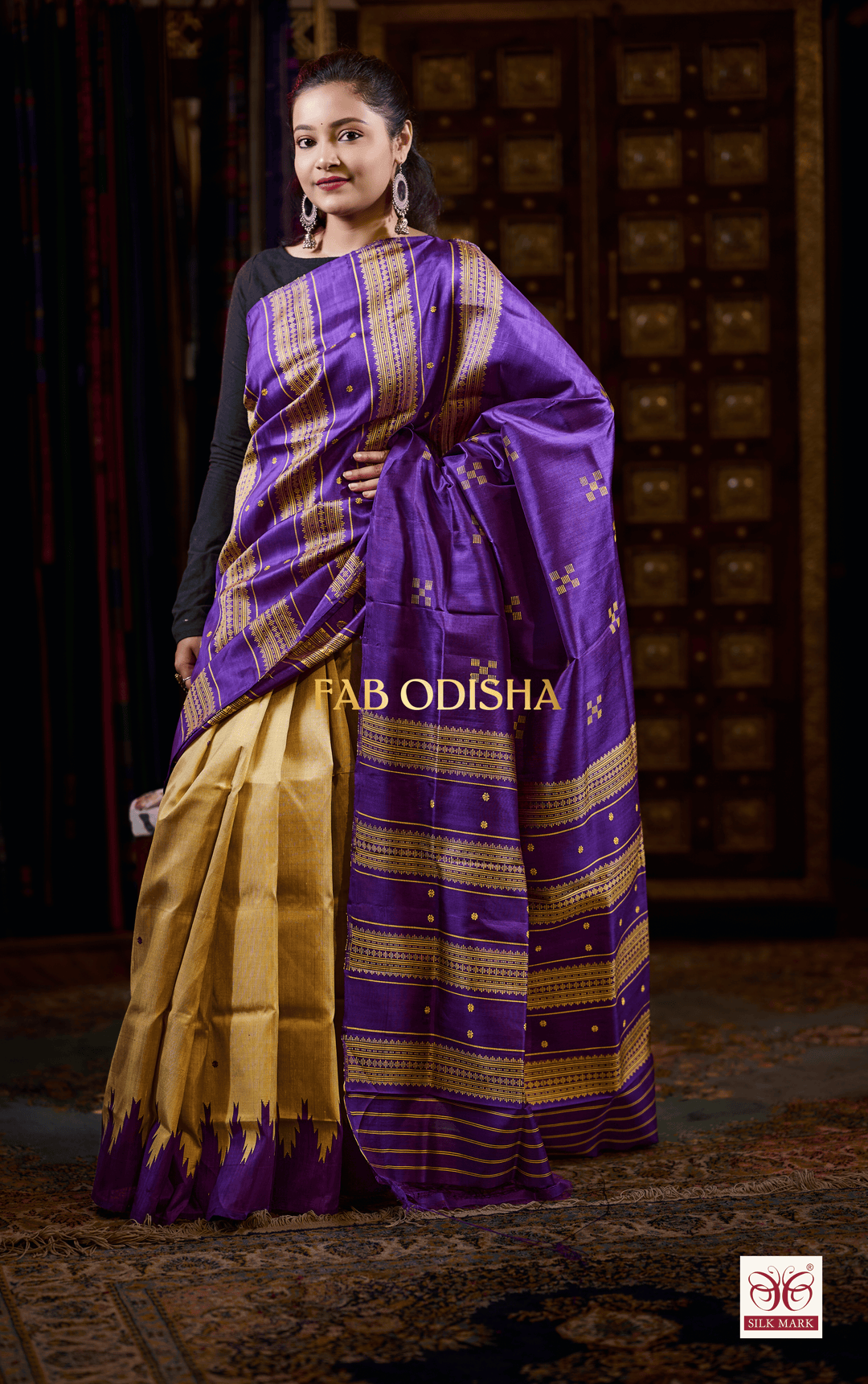 RACHANA SUTRA SELECTIONS BERHAMPURI DOUBLE AANCHAL PURE SILK PATTA SAREE