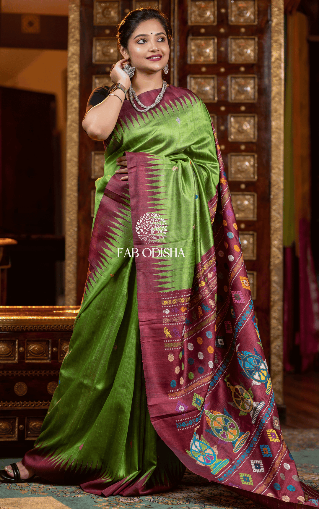MANGALAM NILACHAKRA HERITAGE WEAVE SUPER FINE TUSSAR SILK SAREE