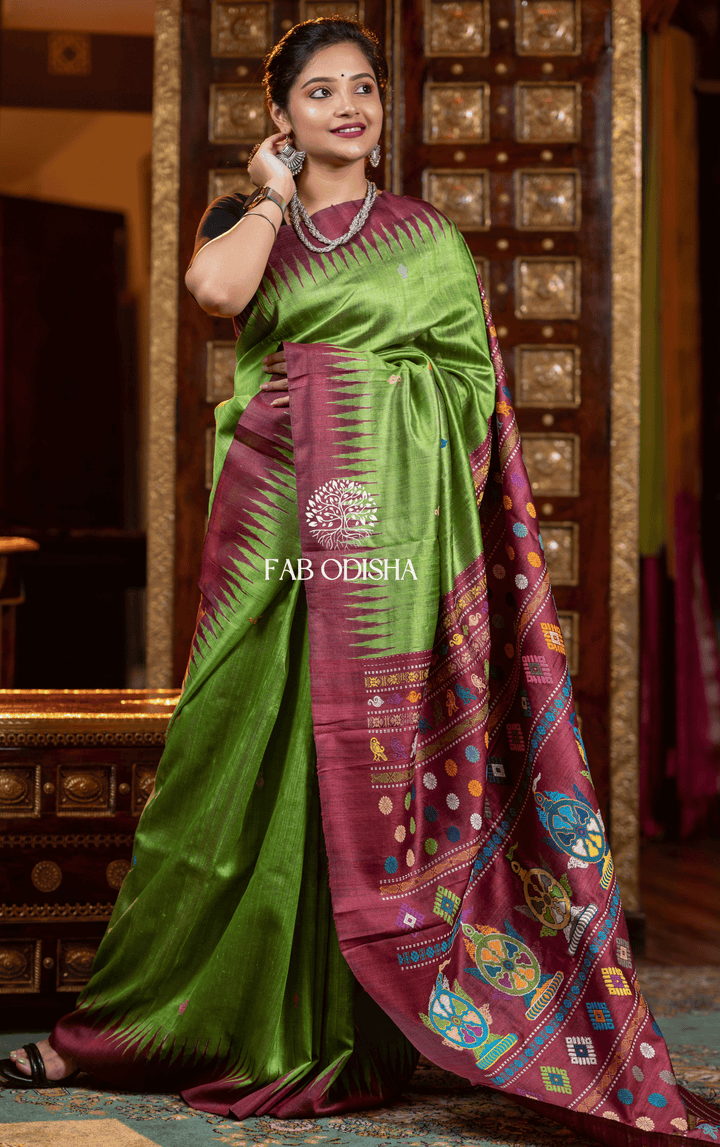 MANGALAM NILACHAKRA HERITAGE WEAVE SUPER FINE TUSSAR SILK SAREE