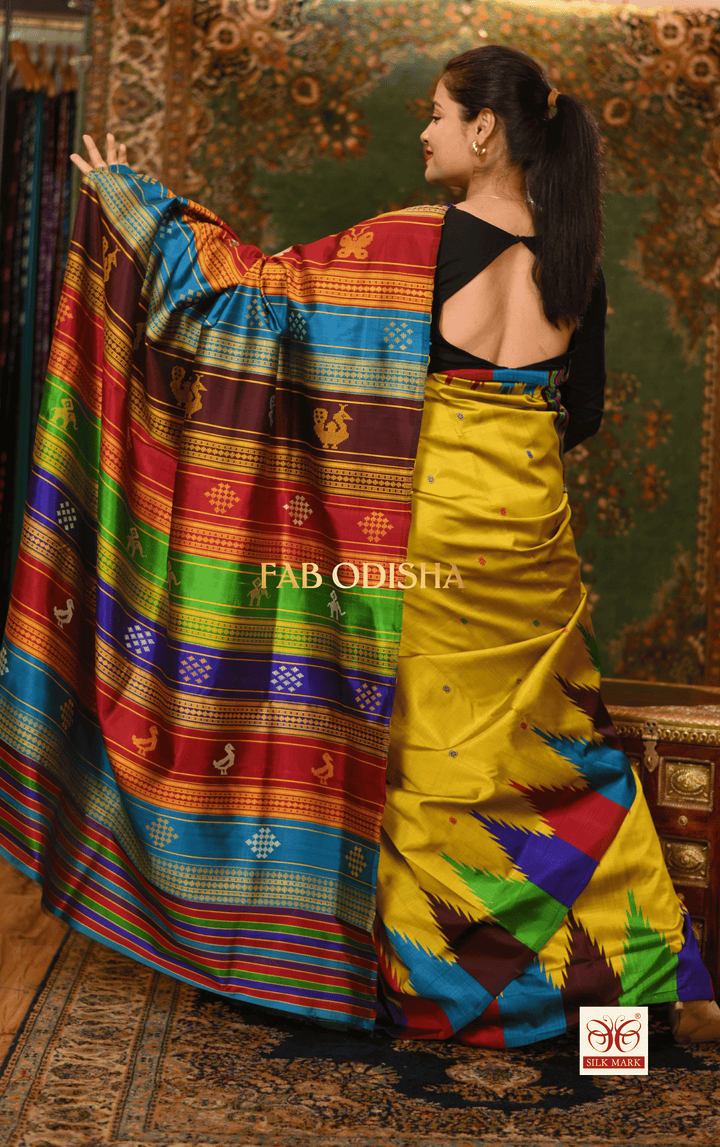 RAJNANDINI BERHAMPURI DOUBLE AANCHAL PURE SILK PATTA SAREE