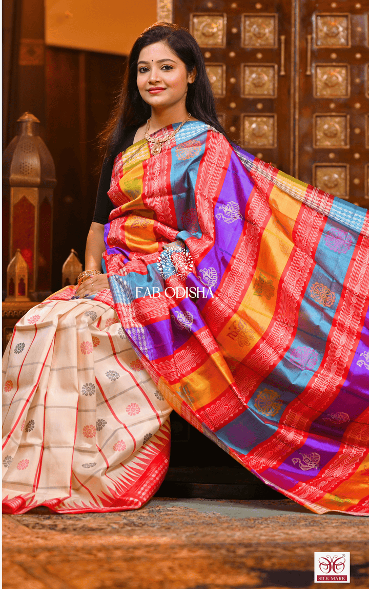 MADAM PRESIDENT DRAUPADI BERHAMPURI DOUBLE AANCHAL PURE SILK PATTA SAREE