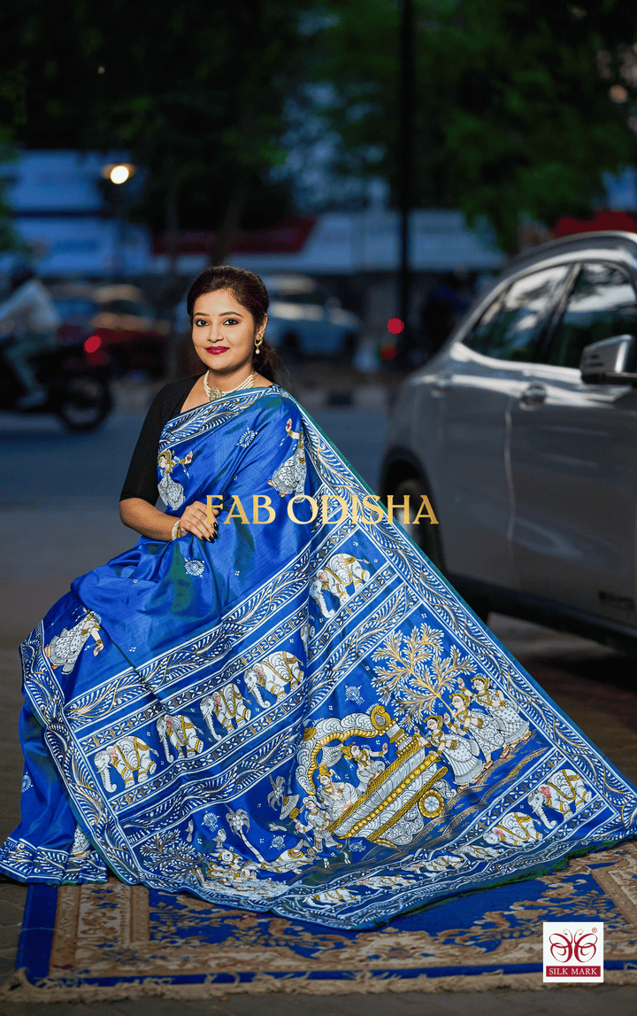 GAJGAMINI BARAATI THEMED PATTACHITRA PURE SILK SAREE