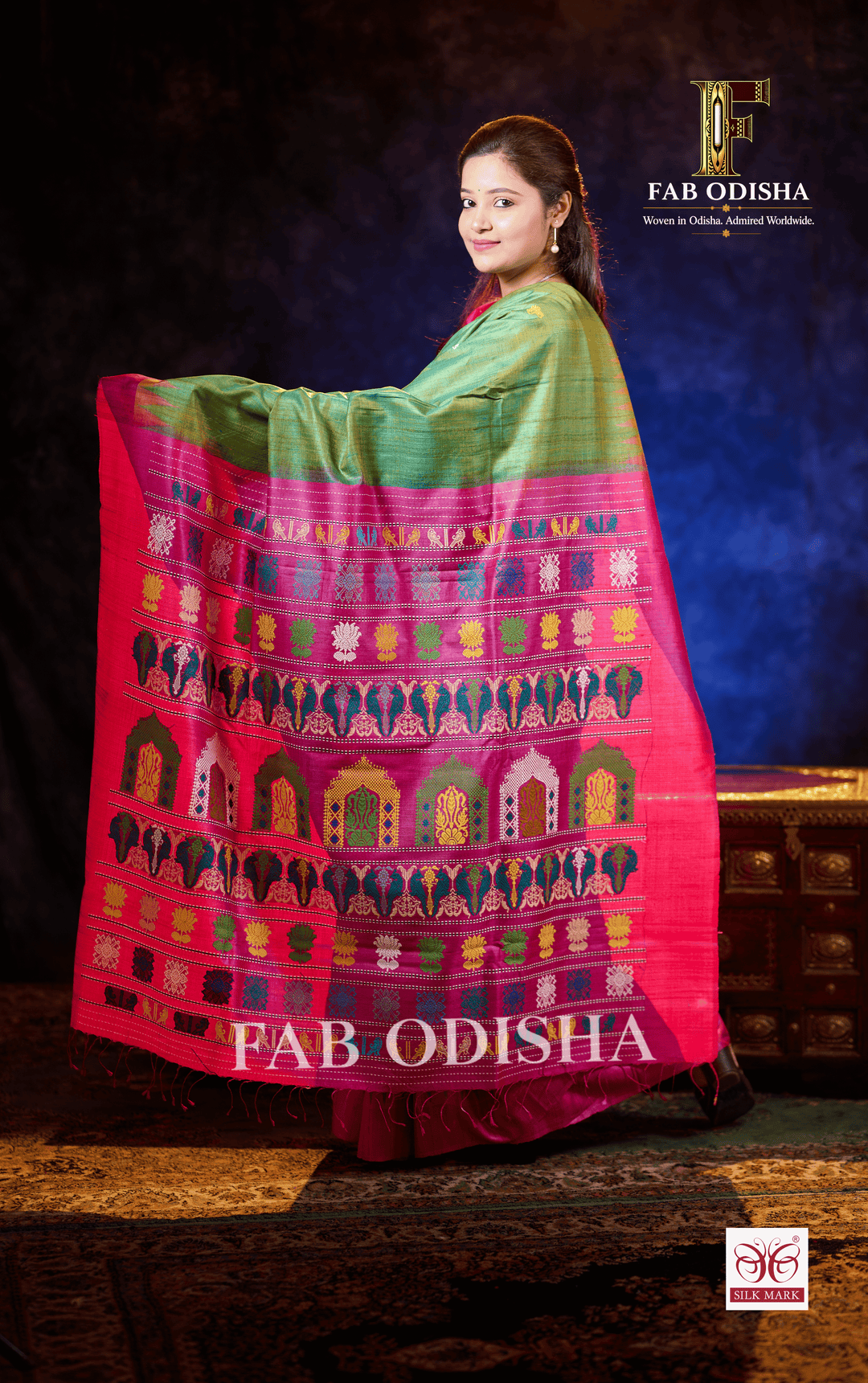TALADHWAJA DOLABEDI HERITAGE FINE TUSSAR HANDLOOM SILK SAREE