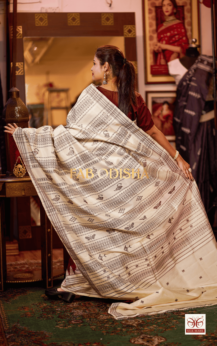 RITAMBARI BERHAMPURI HANDLOOM DOUBLE PALLU PURE SILK PATTA SAREE
