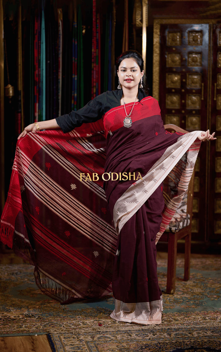 KORAPUT CRIMSON ORGANIC DYED KOTPAD COTTON SAREE