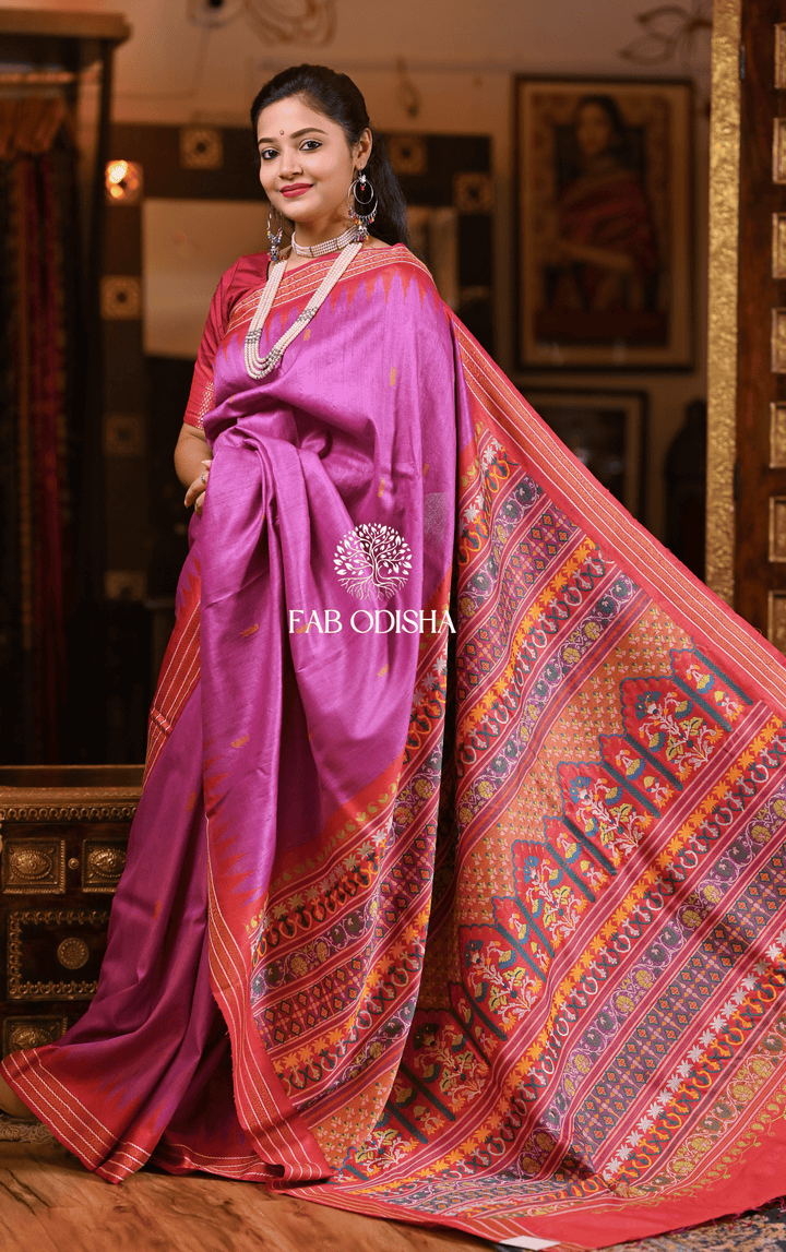 "CELESTIAL THREAD VASUNDHARA" RARE AND PREMIUM JACQUARD HAND-WOVEN FINE TUSSAR SILK SAREE