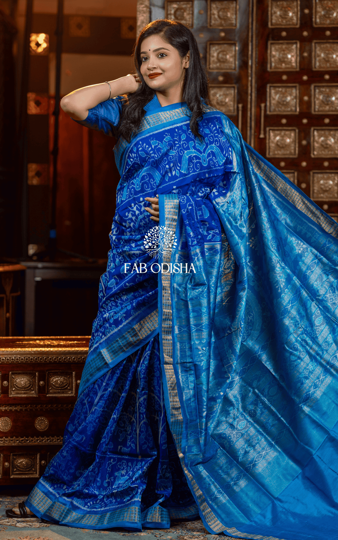 SWARGANGA DIVINE DRAPE EXCLUSIVE SAMBALPURI HANDLOOM PURE SILK TISSUE ANCHAL SAREE