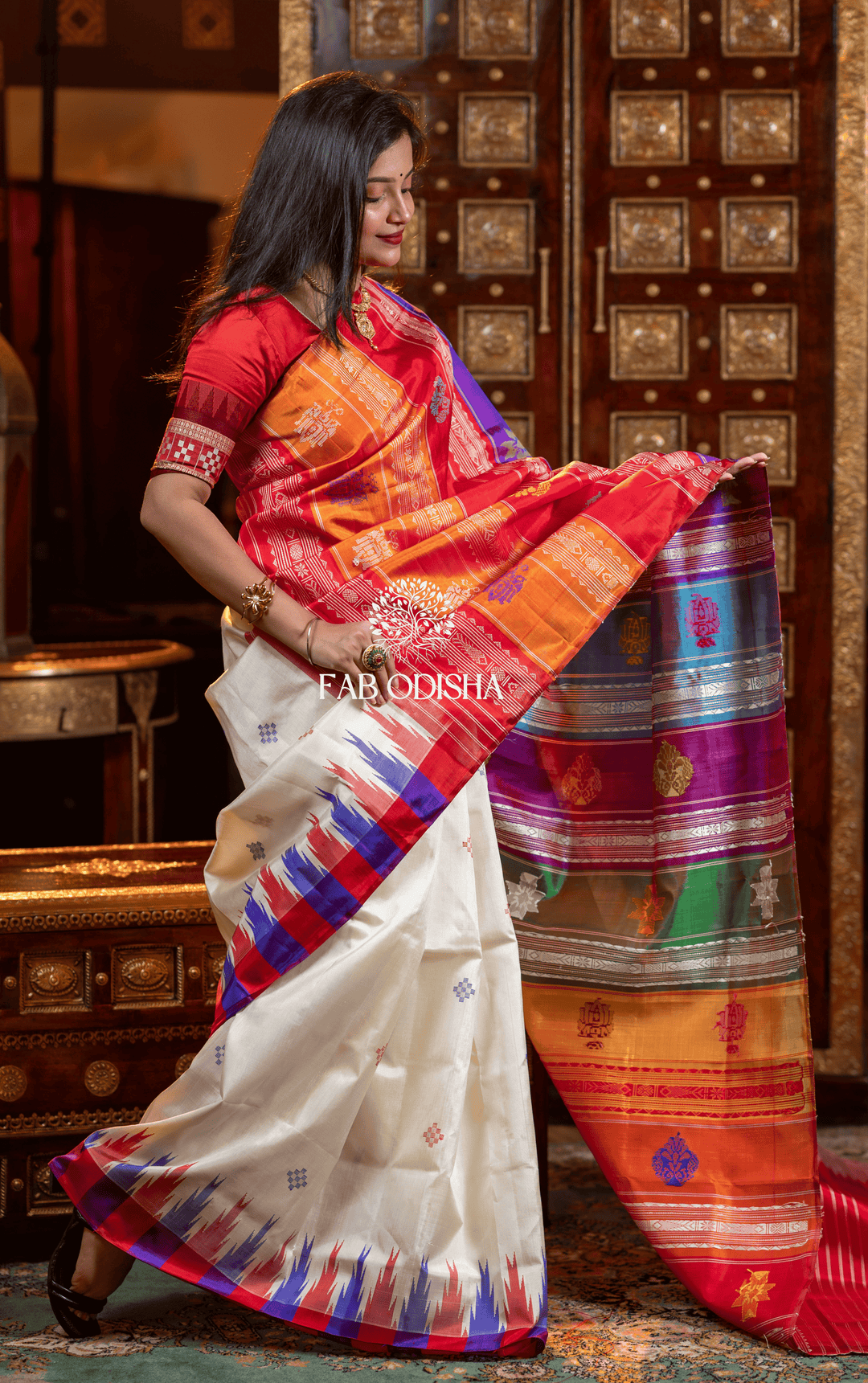 ROYAL SAMRAGNI BERHAMPURI DOUBLE AANCHAL PURE SILK PATTA SAREE