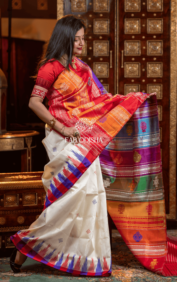 ROYAL SAMRAGNI BERHAMPURI DOUBLE AANCHAL PURE SILK PATTA SAREE
