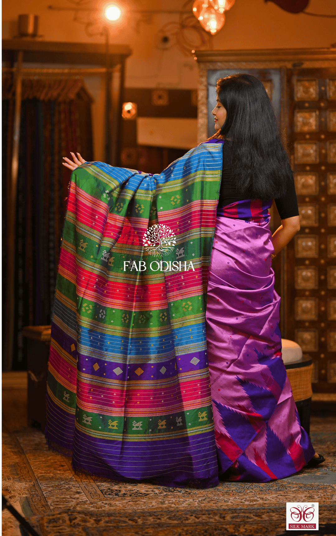 KAUSHEYA LEGACY BERHAMPURI DOUBLE AANCHAL PURE SILK PATTA SAREE