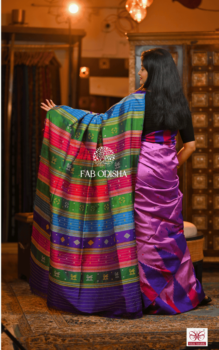 KAUSHEYA LEGACY BERHAMPURI DOUBLE AANCHAL PURE SILK PATTA SAREE