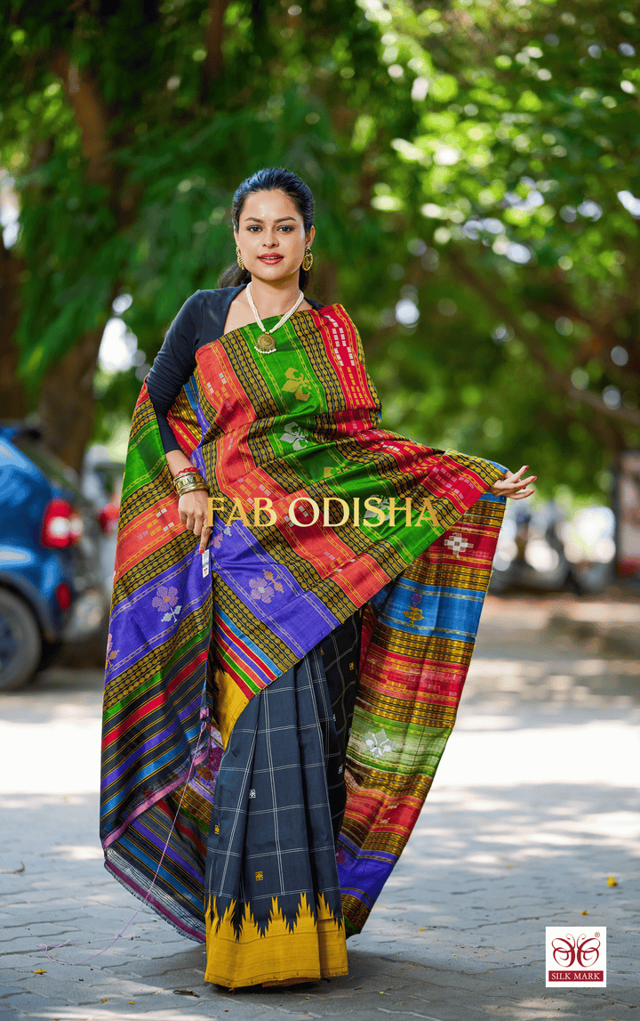 MRINMAYI EXCLUSIVE BERHAMPURI DOUBLE AANCHAL PURE SILK PATTA SAREE