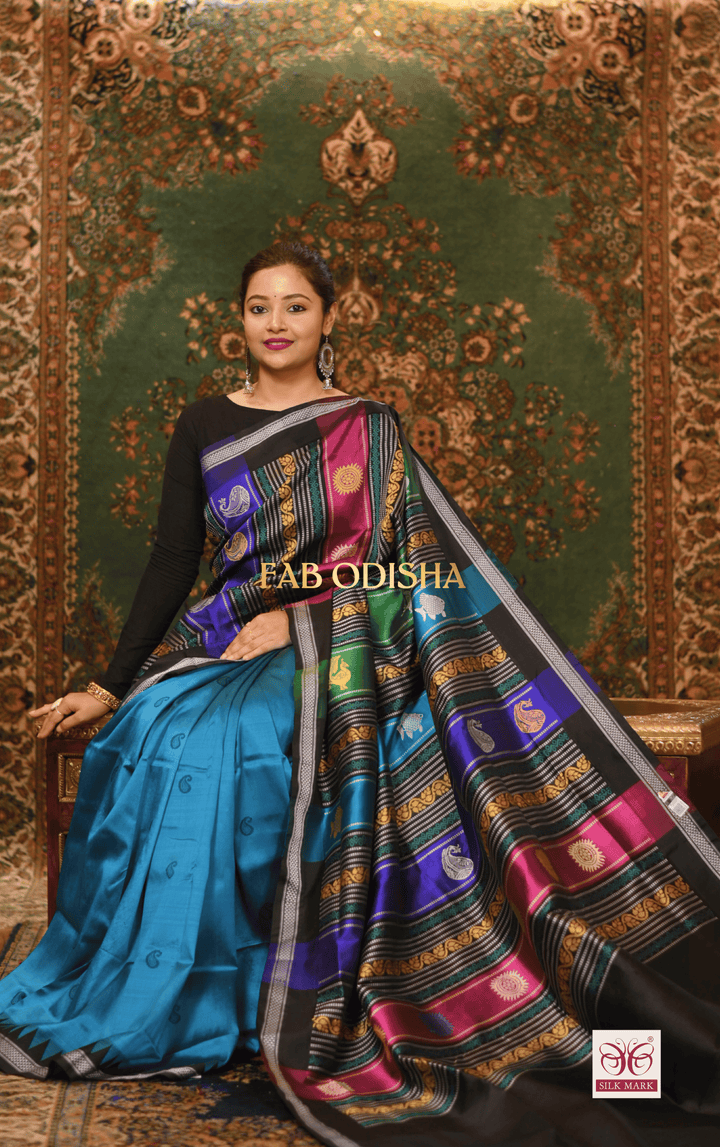 RAJASI WEAVES BERHAMPURI DOUBLE AANCHAL PURE SILK PATTA SAREE