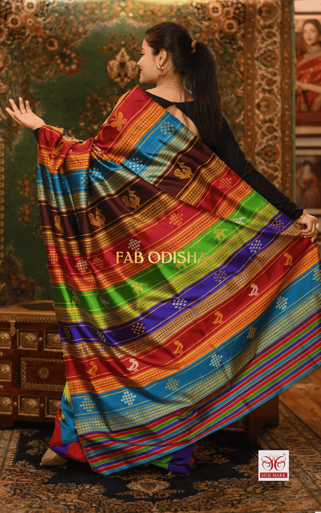 RAJNANDINI BERHAMPURI DOUBLE AANCHAL PURE SILK PATTA SAREE