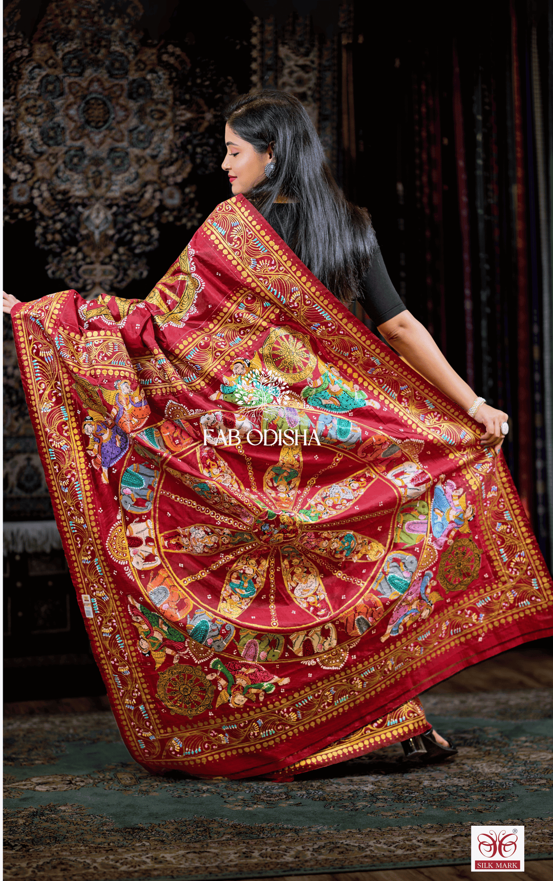 KONARK CHAKRA NARTAKI THEME PATTACHITRA PURE SILK SAREE