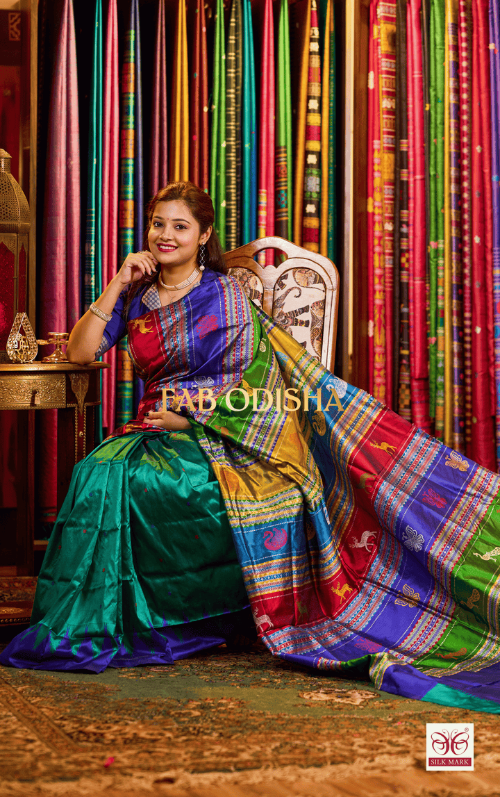 RUHANI WEAVES DOUBLE ANCHAL BERHAMPURI PURE SILK PATTA