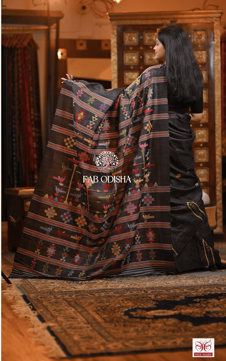 RISHIKA WOVEN WONDERS HERITAGE WEAVE SUPER FINE TUSSAR SILK SAREE