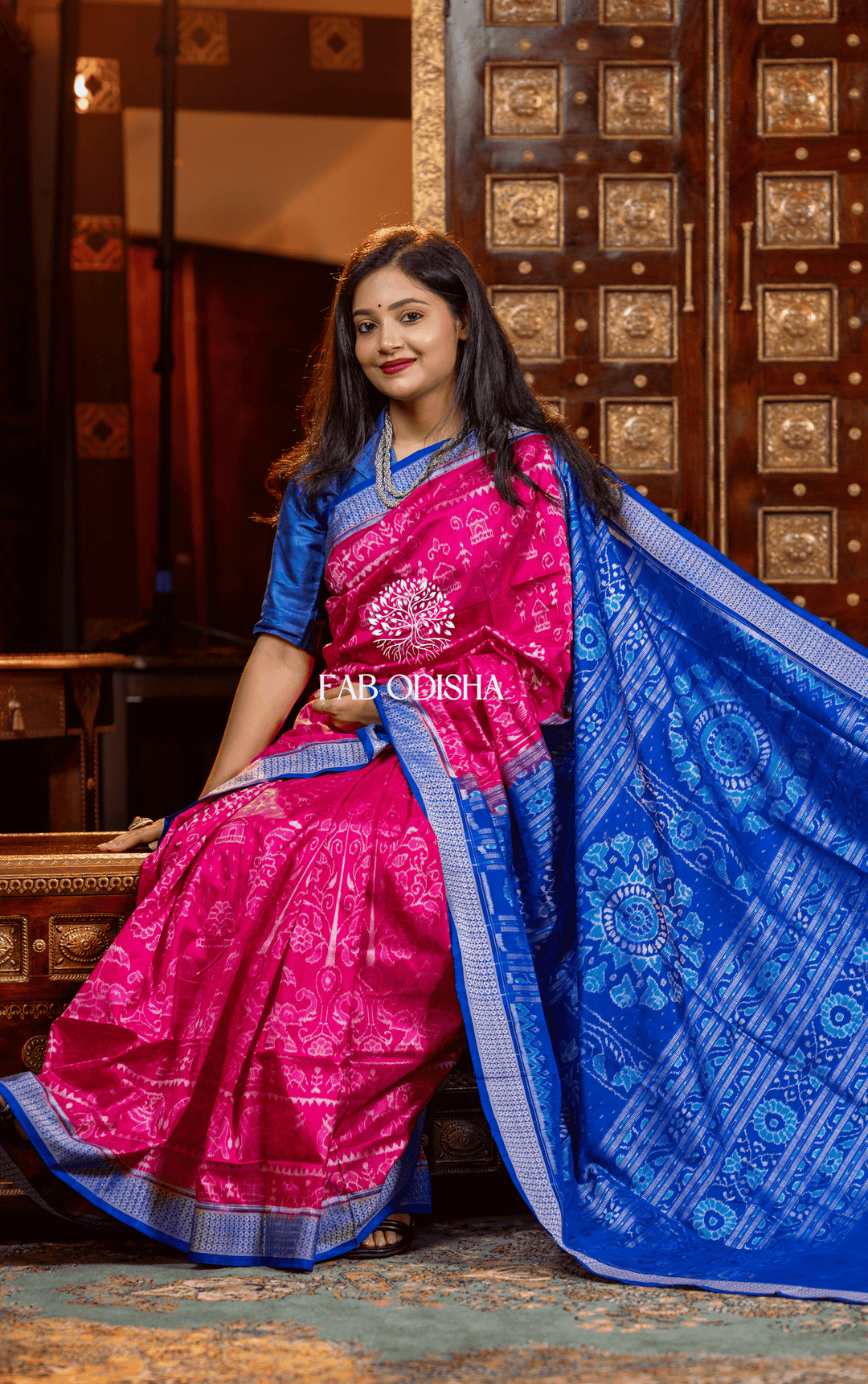 INDRAJAAL CELESTIAL EXCLUSIVE SAMBALPURI HANDLOOM PURE SILK TISSUE ANCHAL SAREE