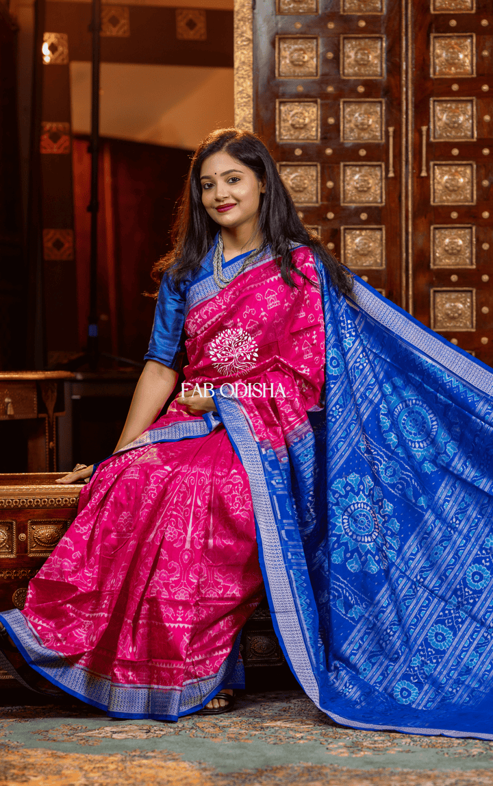 INDRAJAAL CELESTIAL EXCLUSIVE SAMBALPURI HANDLOOM PURE SILK TISSUE ANCHAL SAREE