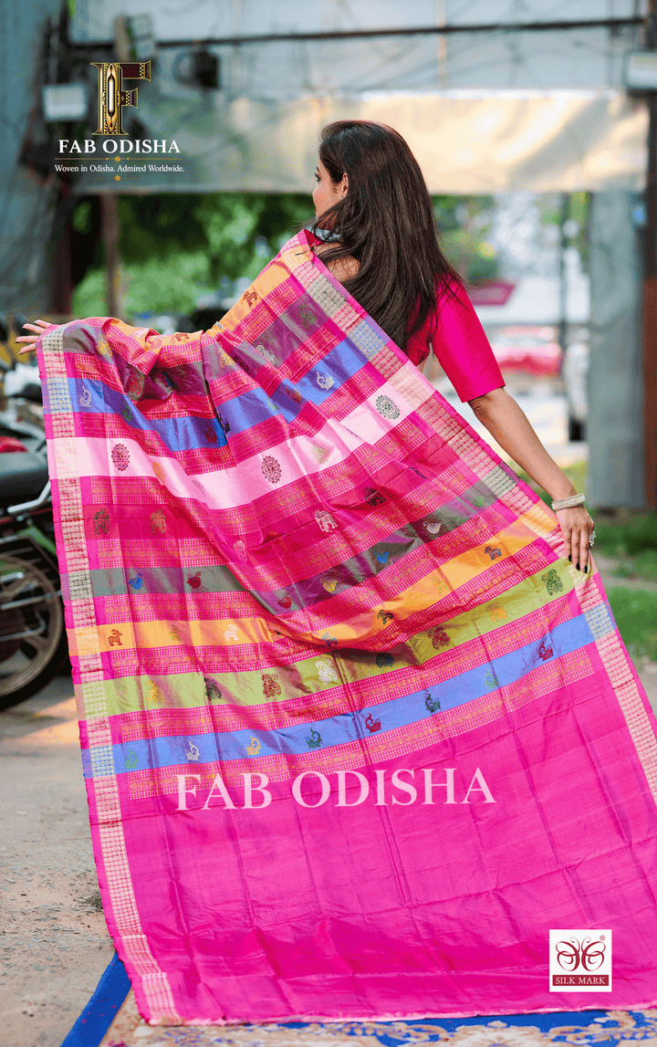 RANGA VILASA BERHAMPURI HANDLOOM DOUBLE AANCHAL PURE SILK PATTA SAREE