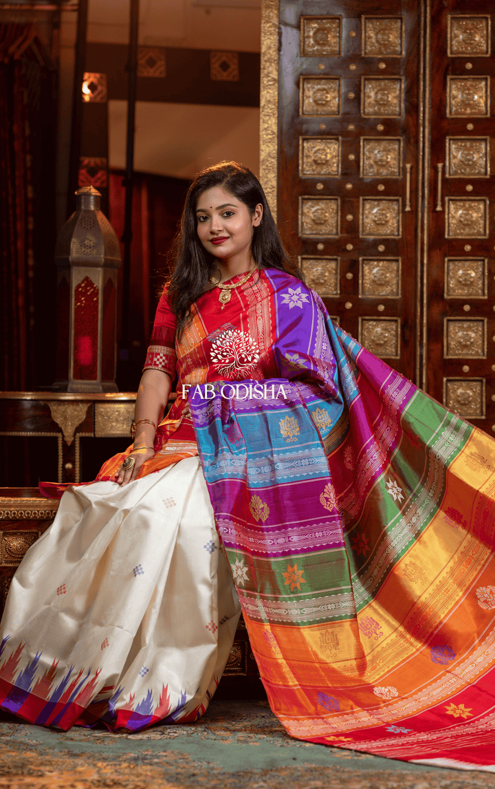 ROYAL SAMRAGNI BERHAMPURI DOUBLE AANCHAL PURE SILK PATTA SAREE