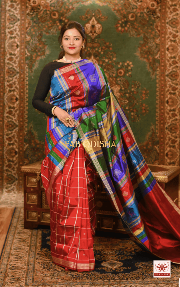 MOHEY BERHAMPURI DOUBLE AANCHAL PURE SILK PATTA SAREE