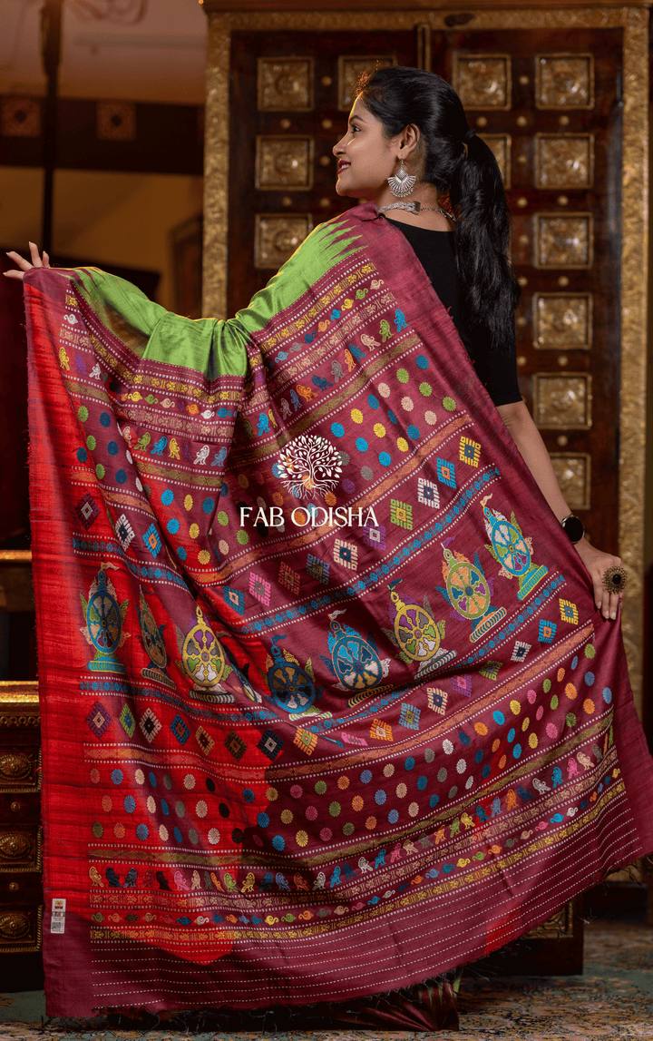 MANGALAM NILACHAKRA HERITAGE WEAVE SUPER FINE TUSSAR SILK SAREE