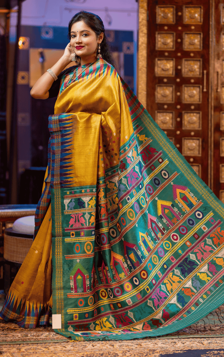 PARINITA DIVYA VASTRA DOLABEDI HERITAGE FINE TUSSAR HANDLOOM SILK SAREE