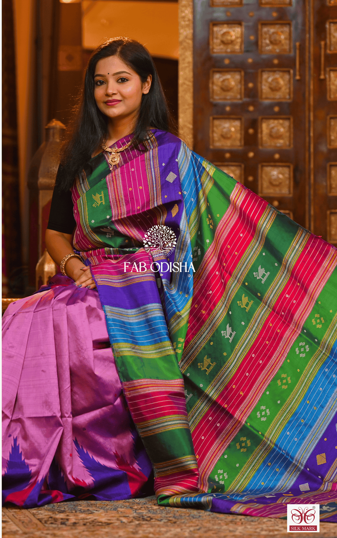 KAUSHEYA LEGACY BERHAMPURI DOUBLE AANCHAL PURE SILK PATTA SAREE
