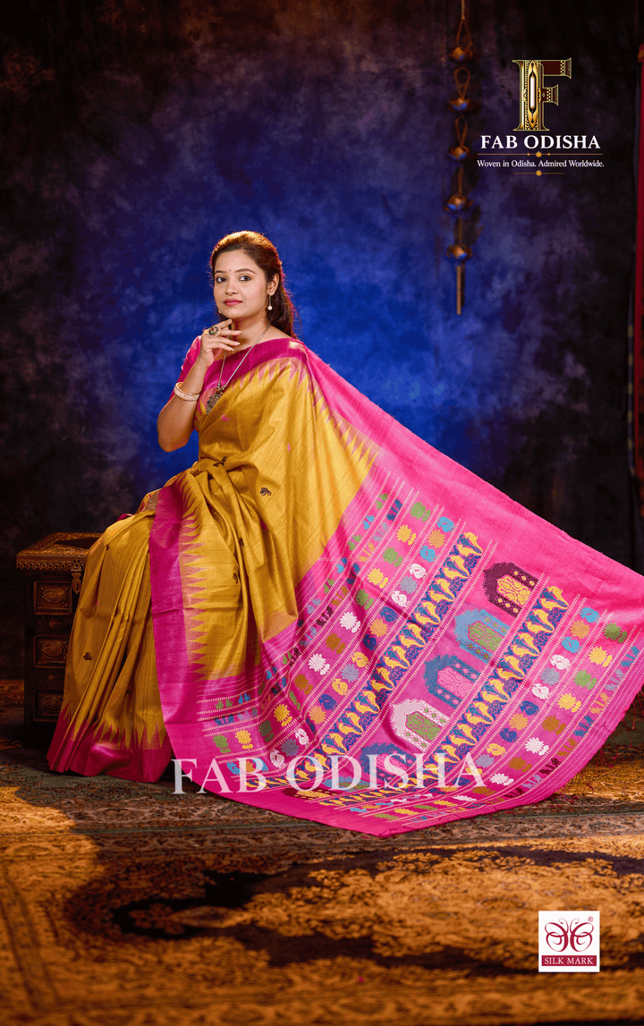 NANDIGHOSHA DOLABEDI HERITAGE FINE TUSSAR HANDLOOM SILK SAREE